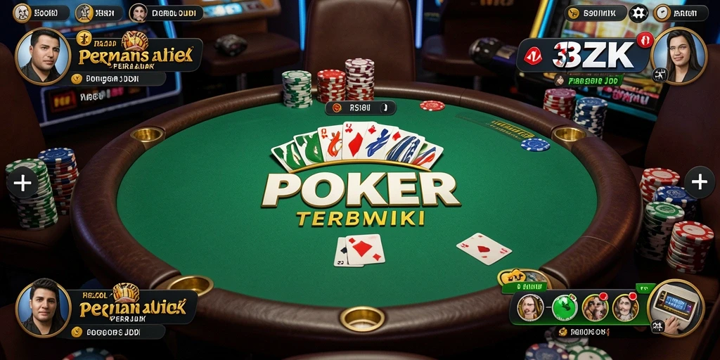 Screenshot gameplay Poker di 33ZK menunjukkan aksi seru di meja permainan.
