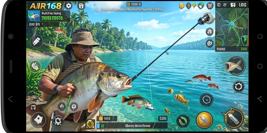 Gameplay menantang dengan pengalaman memancing realistis di AIR168.