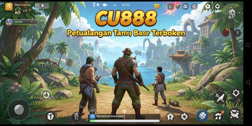 Screenshot utama CU888 menampilkan pemain menjelajahi dunia terbuka yang indah.