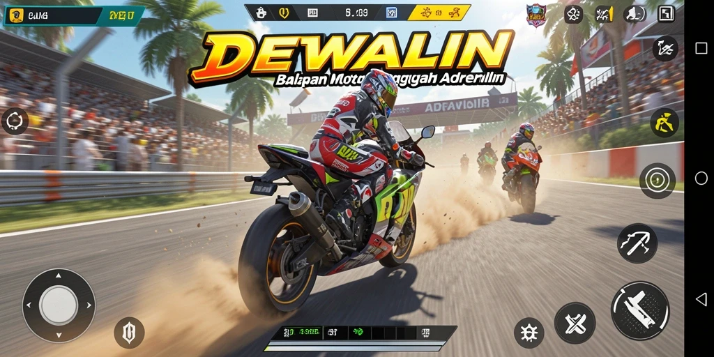 Gameplay seru DEWALIN dalam balapan motor penuh adrenalin.