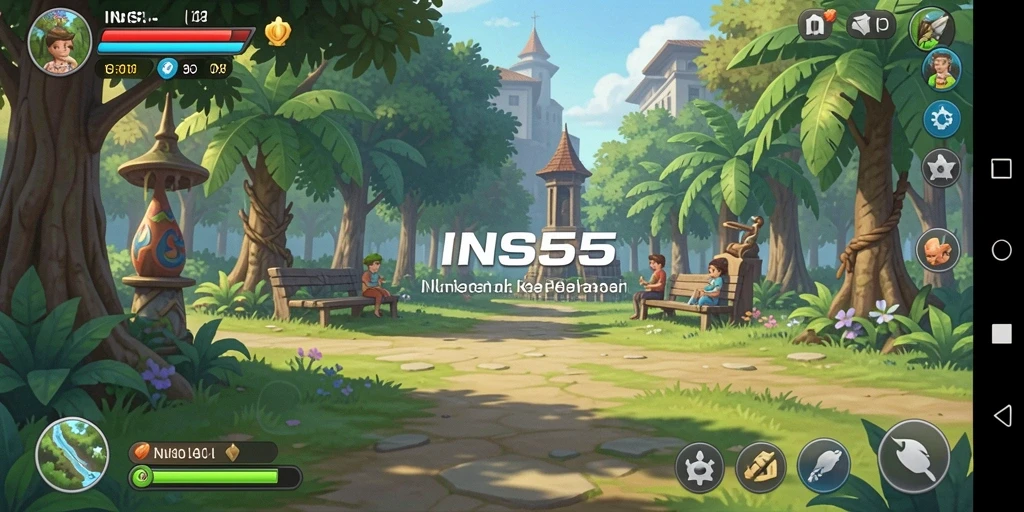 Tangkapan layar gameplay <strong>INS55</strong> menunjukkan suasana santai yang menyenangkan.