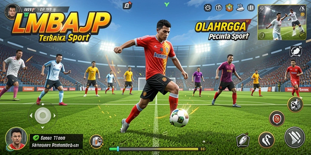 Screenshot utama LMBAJP menampilkan aksi olahraga yang intens dan grafis menawan.