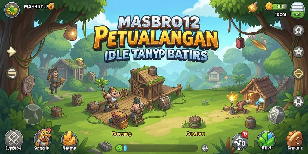 Tampilan gameplay menarik dari MASBRO12 dengan berbagai karakter idle.