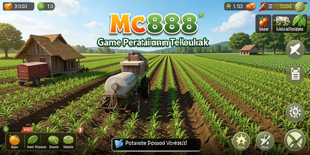 Tampilan gameplay MC888 yang menarik dengan aktivitas pertanian.