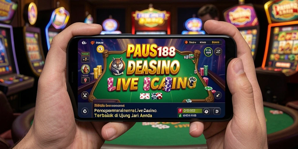 Tangkapan layar PAUS188 menampilkan dealer langsung dan permainan kasino interaktif.