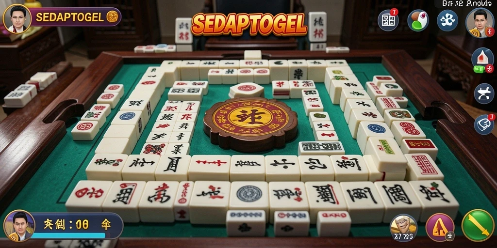 Tangkapan layar gameplay SEDAPTOGEL yang menampilkan papan Mahjong yang menarik.