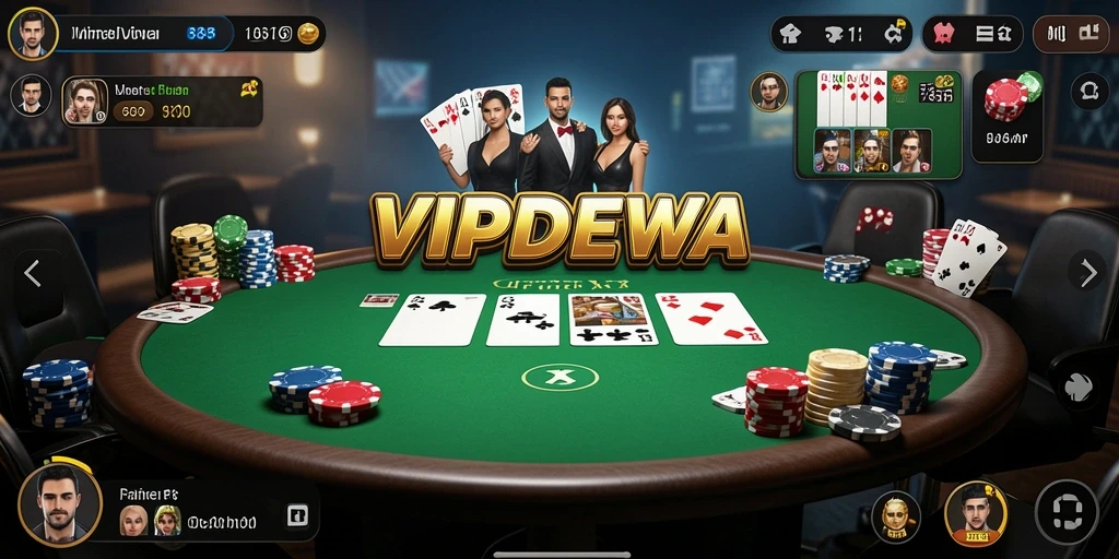 Tampilan gameplay menarik dalam aplikasi poker VIPDEWA.